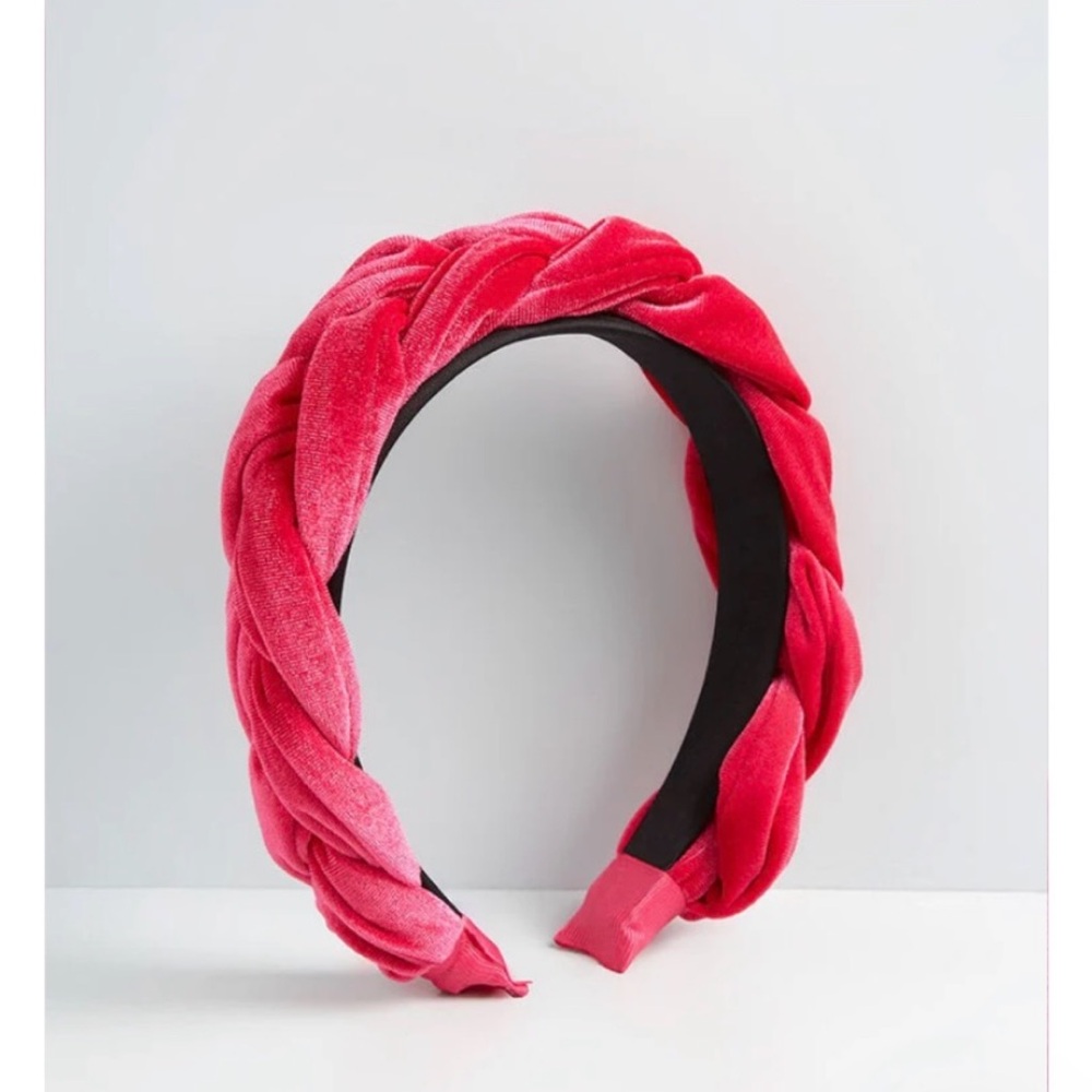 Modcloth Pink Velvet Braided Hair Accessory